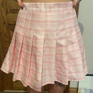 Pink plaid skirt